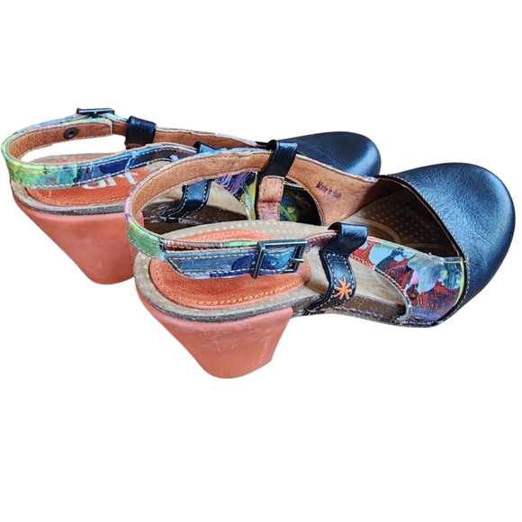 The Art Company 39 orange heel print leather shoes made in Spain EUC 8 8.5 9 - Picture 3 of 13